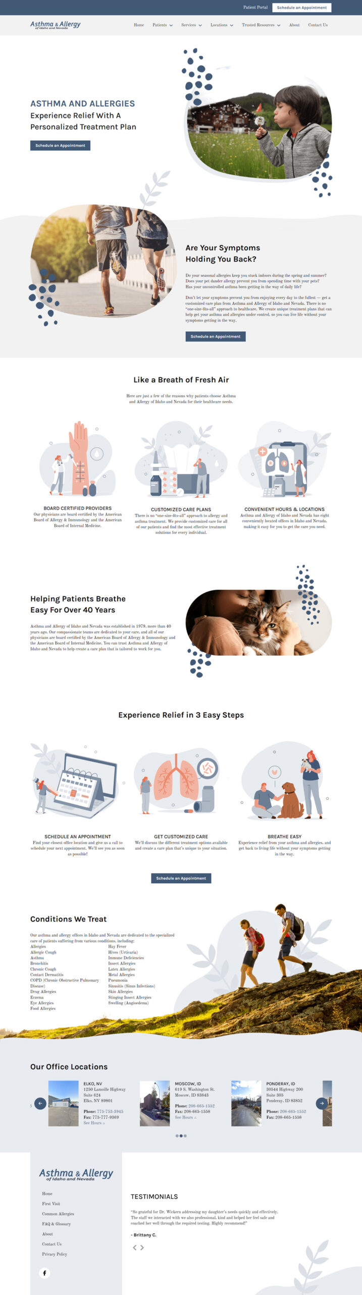 Image of a website design for Asthma and Allergy of Idaho
